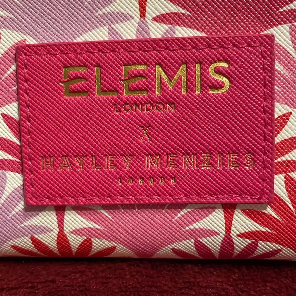 Elemis London x Hayley Menzies London Pink Pattern Makeup Bag Gold Hardware New - Picture 2 of 8